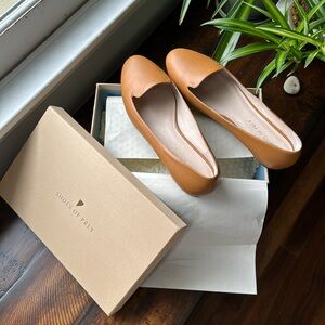 Shoes of Prey tan leather ballet flats